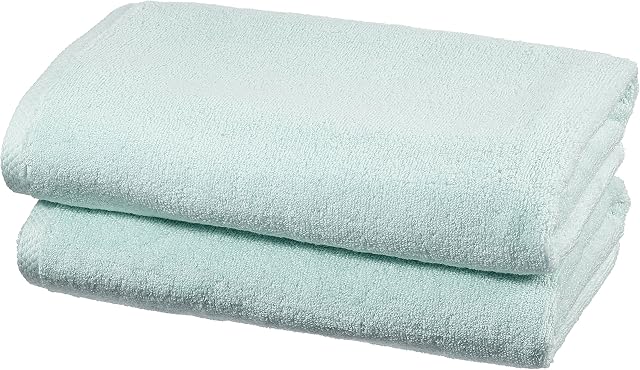 Amazon Basics Quick Dry Towel Set, 2 Bath - Ice Blue