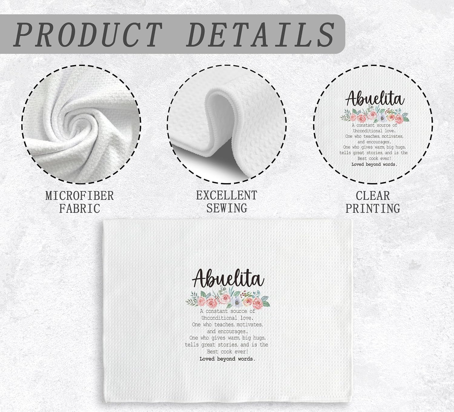 Abuelita Gifts Kitchen Towels and Dishcloths, Abuelita Gifts, Abuela Gifts, Gifts for Abuela, Grandma Gifts, Best Abuelita Gifts Hand Towels Tea Towels for Bathroom Kitchen, 16×24 Inches - Image 6