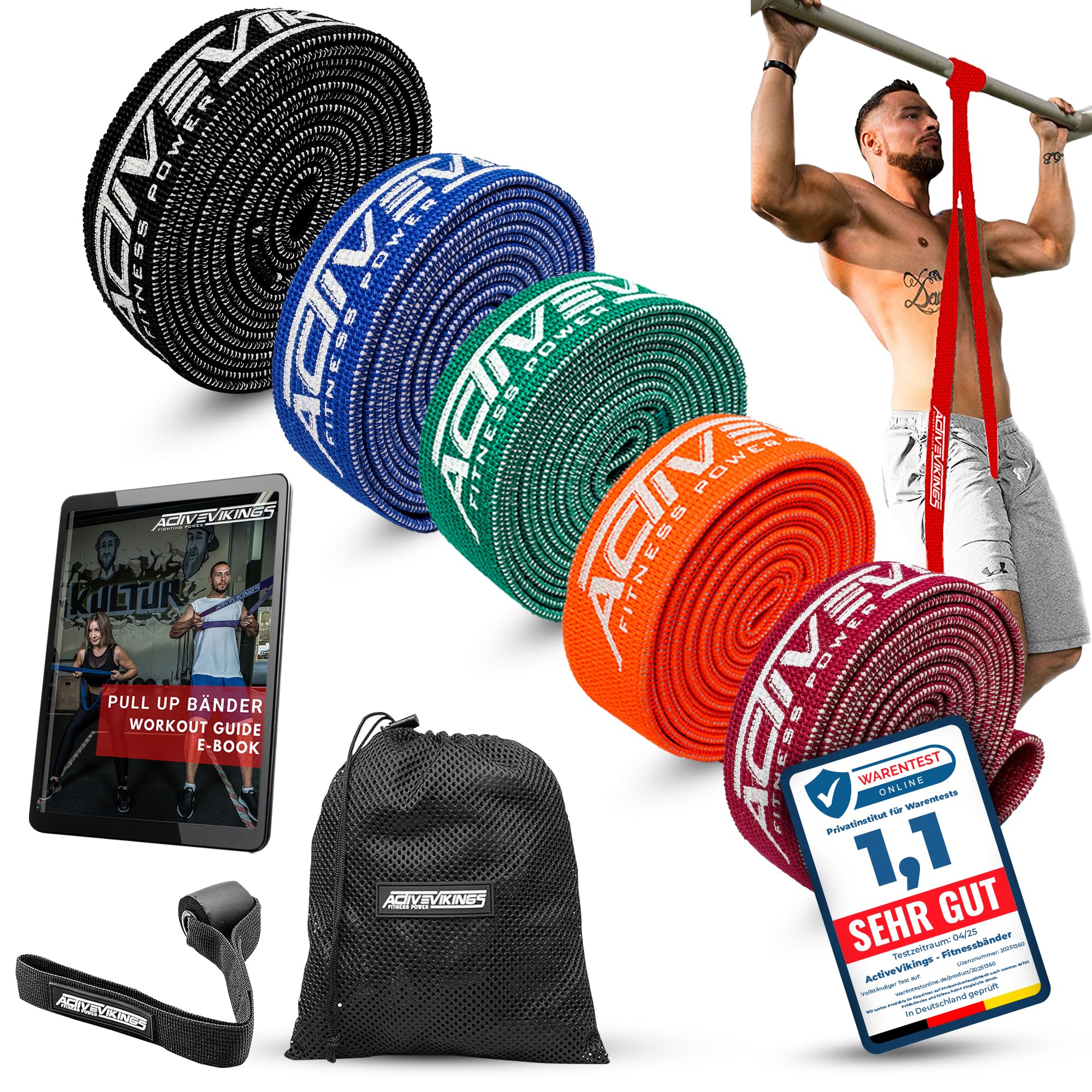 Pull-Up Stoff Fitnessbänder - Perfekt für Muskelaufbau - Fitnessband Klimmzugbänder Widerstandsbänder
