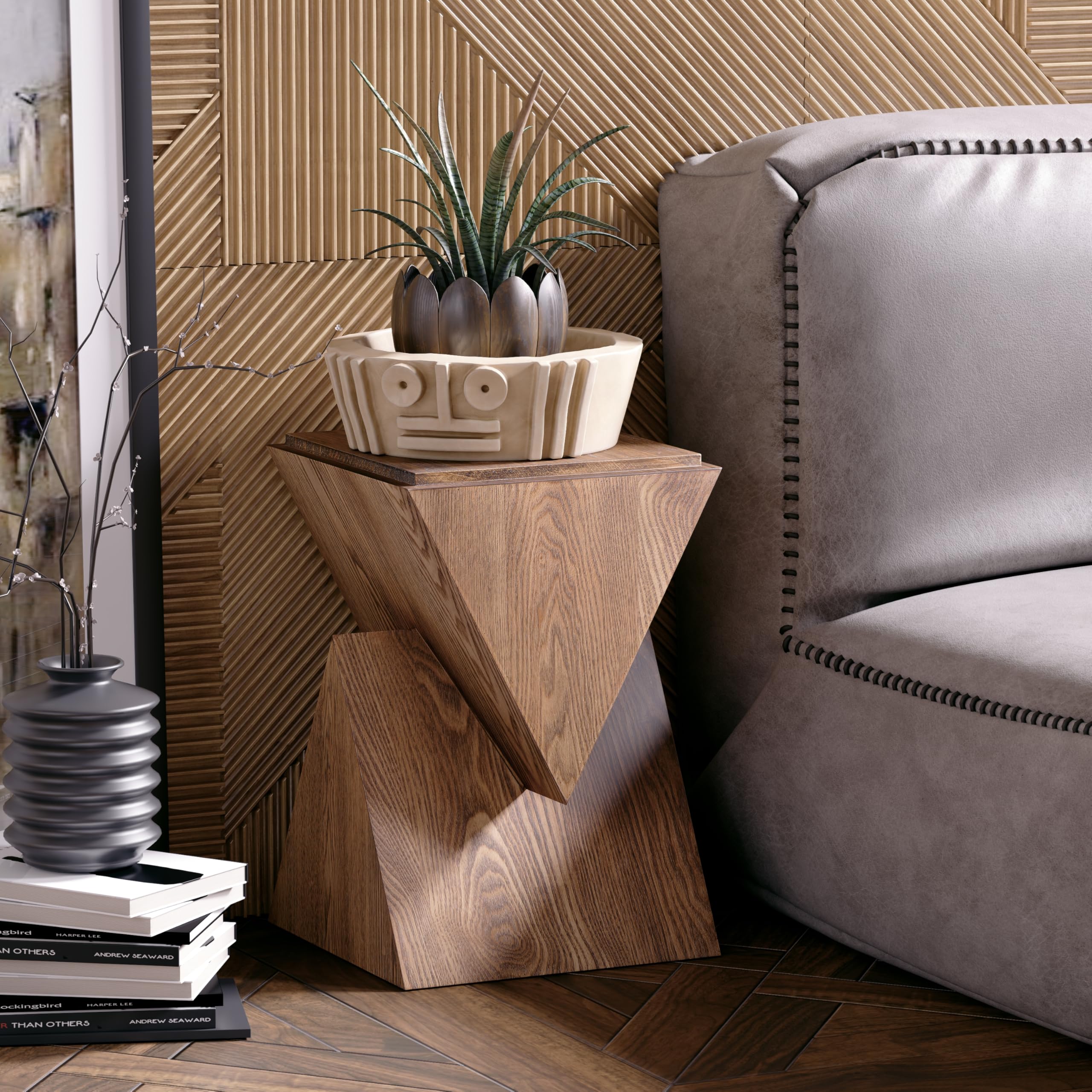 Amazon.com: COZAYH Modern Geometric Wood Grain End Table with