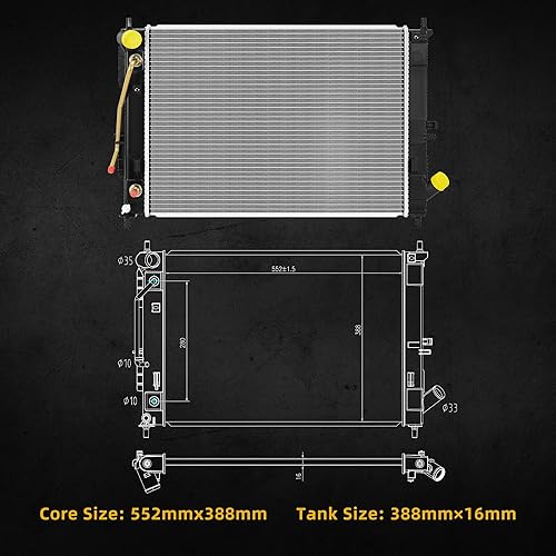 Miniatura 5 de DWVO Radiador compatible con Hyundai Elantra Coupe 2014-2016 Elantra 2016-2017 Elantra GT 2015-2017 Kia Forte Koup 2015-2018 Forte Forte5 1.8L 2.0L