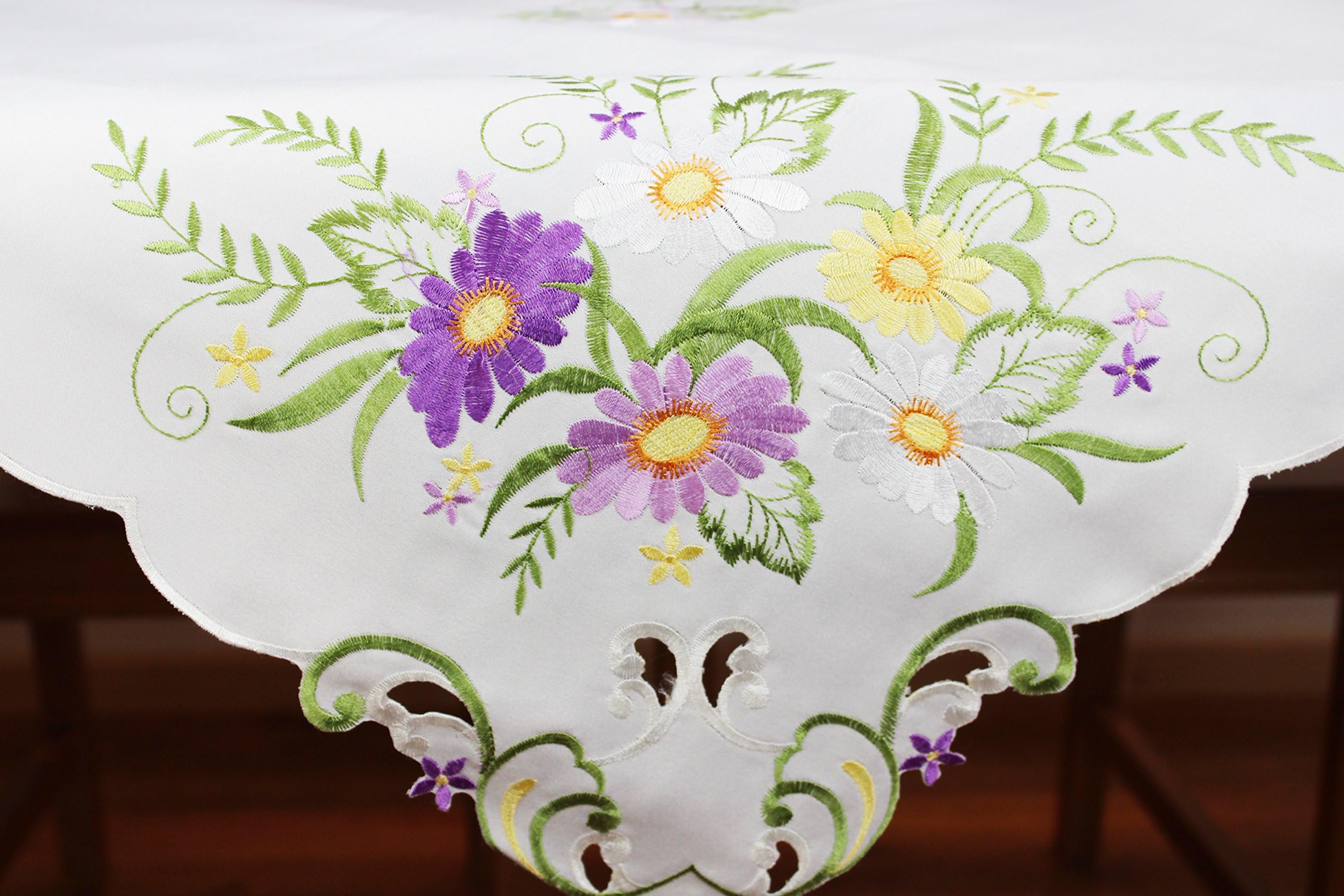 Kamaca '* * magical flowers' Design – High Quality Embroidery – Tonic Cream Tablecloth with Subtle Embroidery in Soft Pastel Colours 85 x 85 cm – A Real Eyecatcher – From the Shop Spring Summer * *