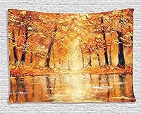 Vista 161 de Ambesonne Tapiz de naturaleza, silueta de oso salvaje en el bosque de la selva en la noche oscura, ilustración para colgar en la pared para Verde