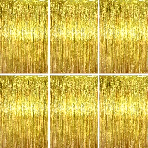 Miniatura 14 de Cortinas de 3.3 x 6.6 pies con flecos de papel de aluminio, decoraciones de fiesta con serpentinas, telón de fondo con flecos para cumpleaños, baby