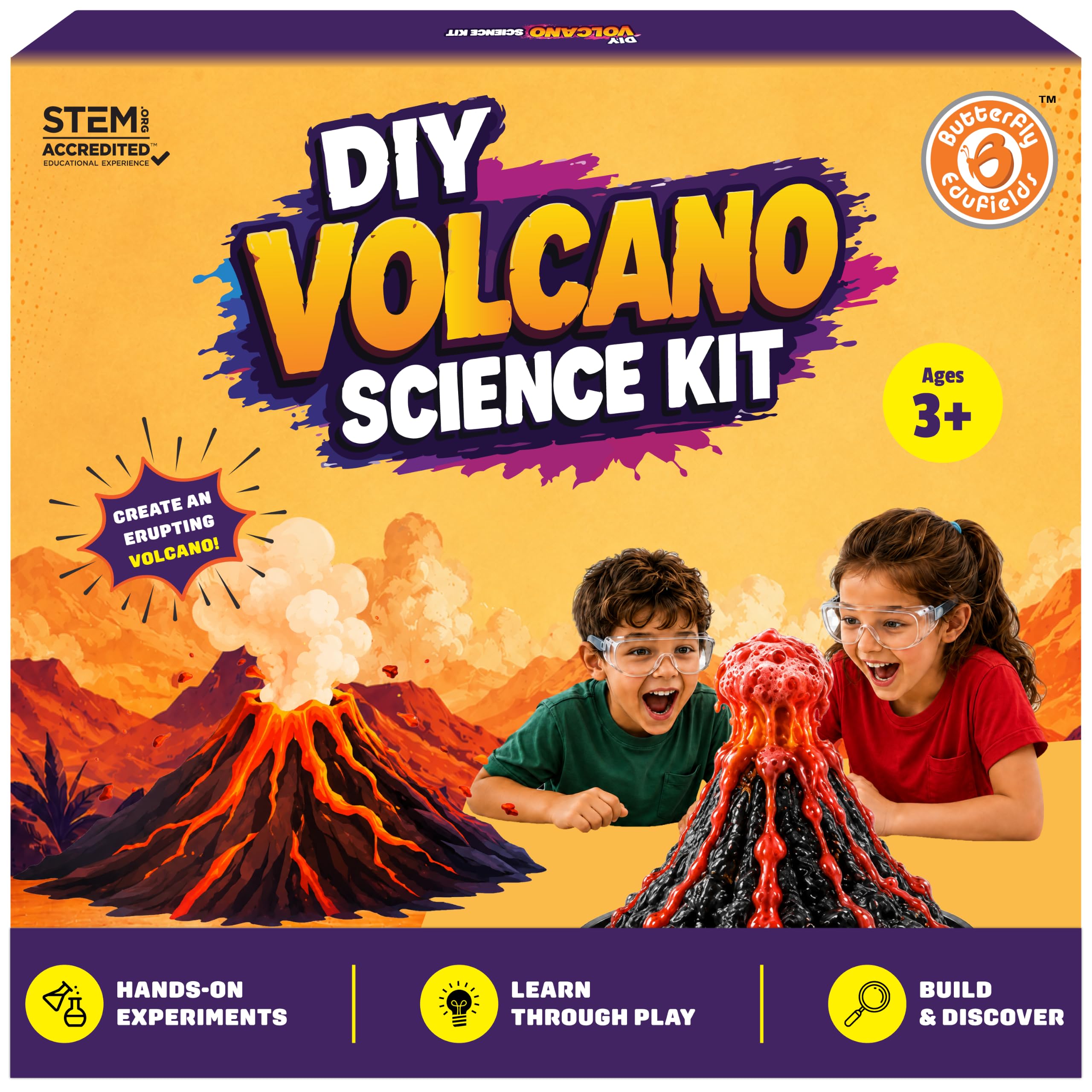 Butterfly Edufields Volcano Science Kit | STEM Education | Erupting Volcano Science Kit for Kids | Easter Gifts for Kids | Learning &amp; Education Toys | Fun Gift for Boys &amp; Girls | Science Experiments