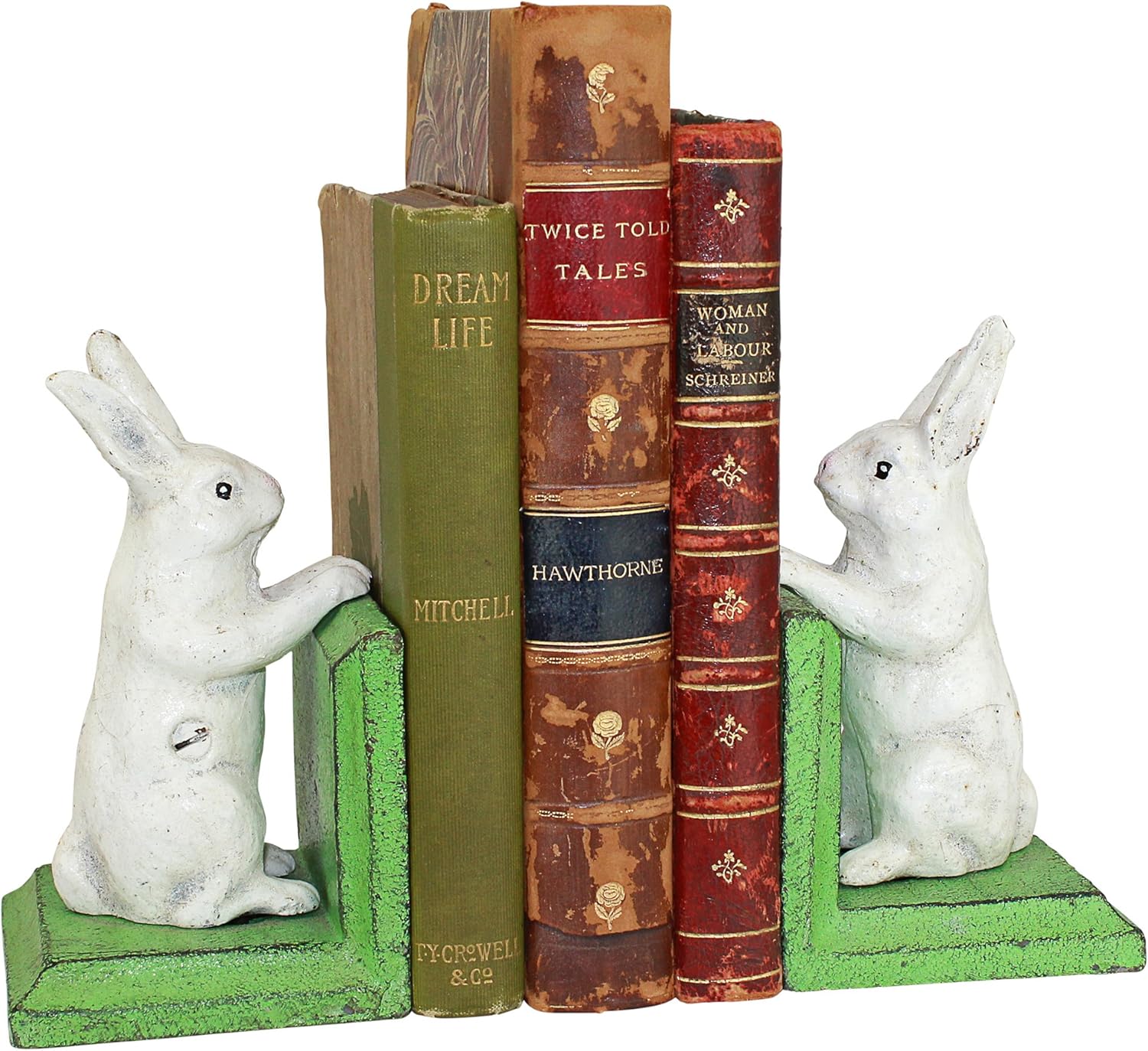 Design Toscano SP1601 Bookworm Bunny Rabbits Cast Iron Sculptural Bookend Pair, full color