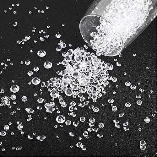 Miniatura 4 de Hicarer 4000 piezas de piedras preciosas acrílicas de cristales de diamantes transparentes para mesa de boda, piedras preciosas dispersas,