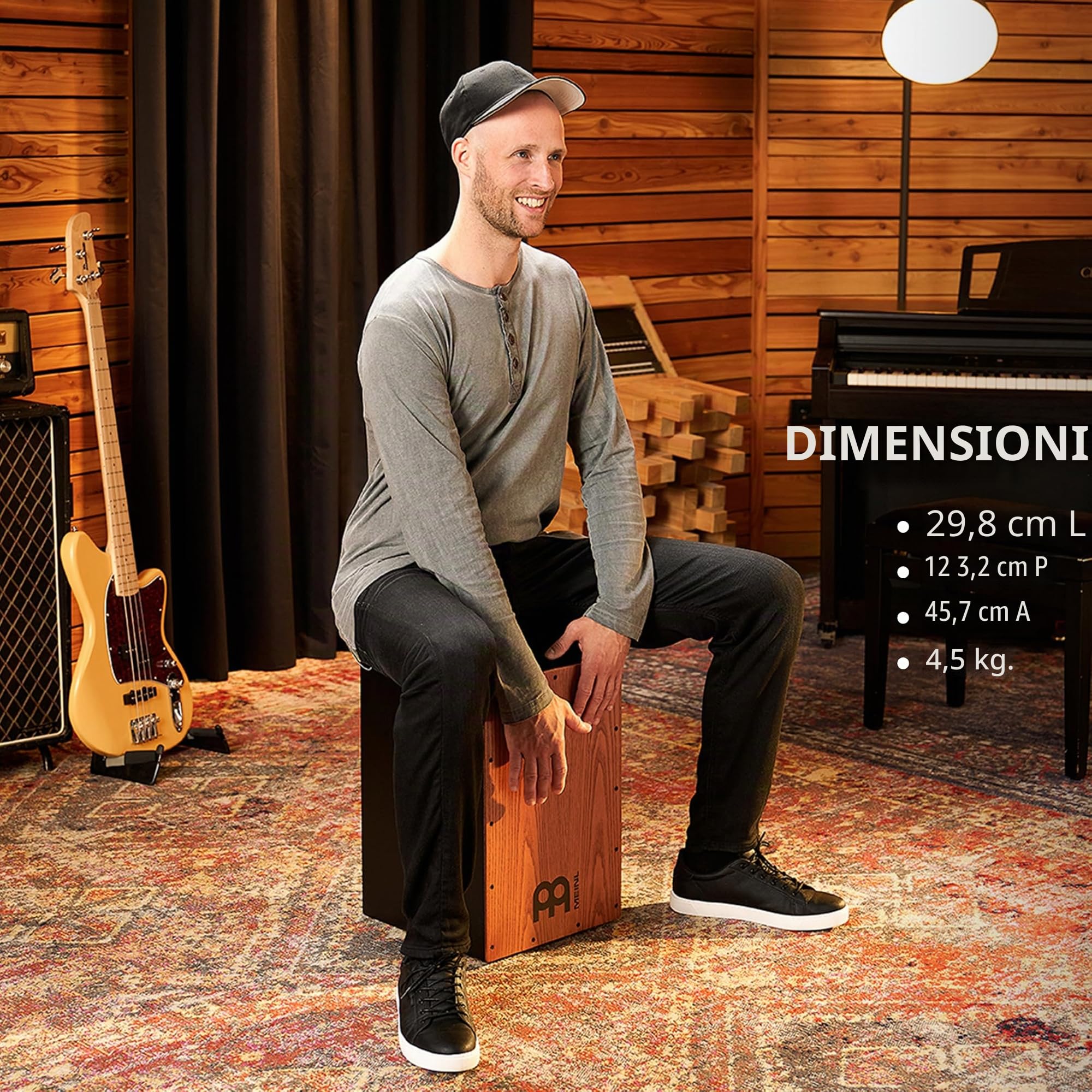 Meinl Percussion Headliner Cajon Instrument - Drum Box Compatto con Suono Snare e Suono Basso - Superficie di Suono Frassino Americano (HCAJ1AWA)