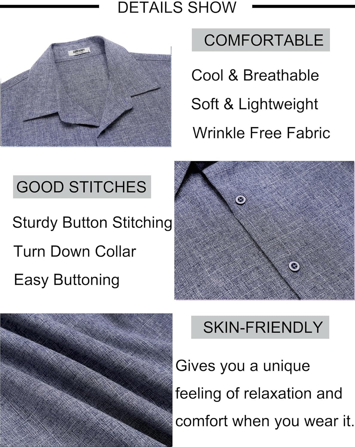 COOFANDY Men's Linen Shirts Short Sleeve Button Down Shirt Casual Beach Summer Shirts Wedding Vacation Shirt - Image 5