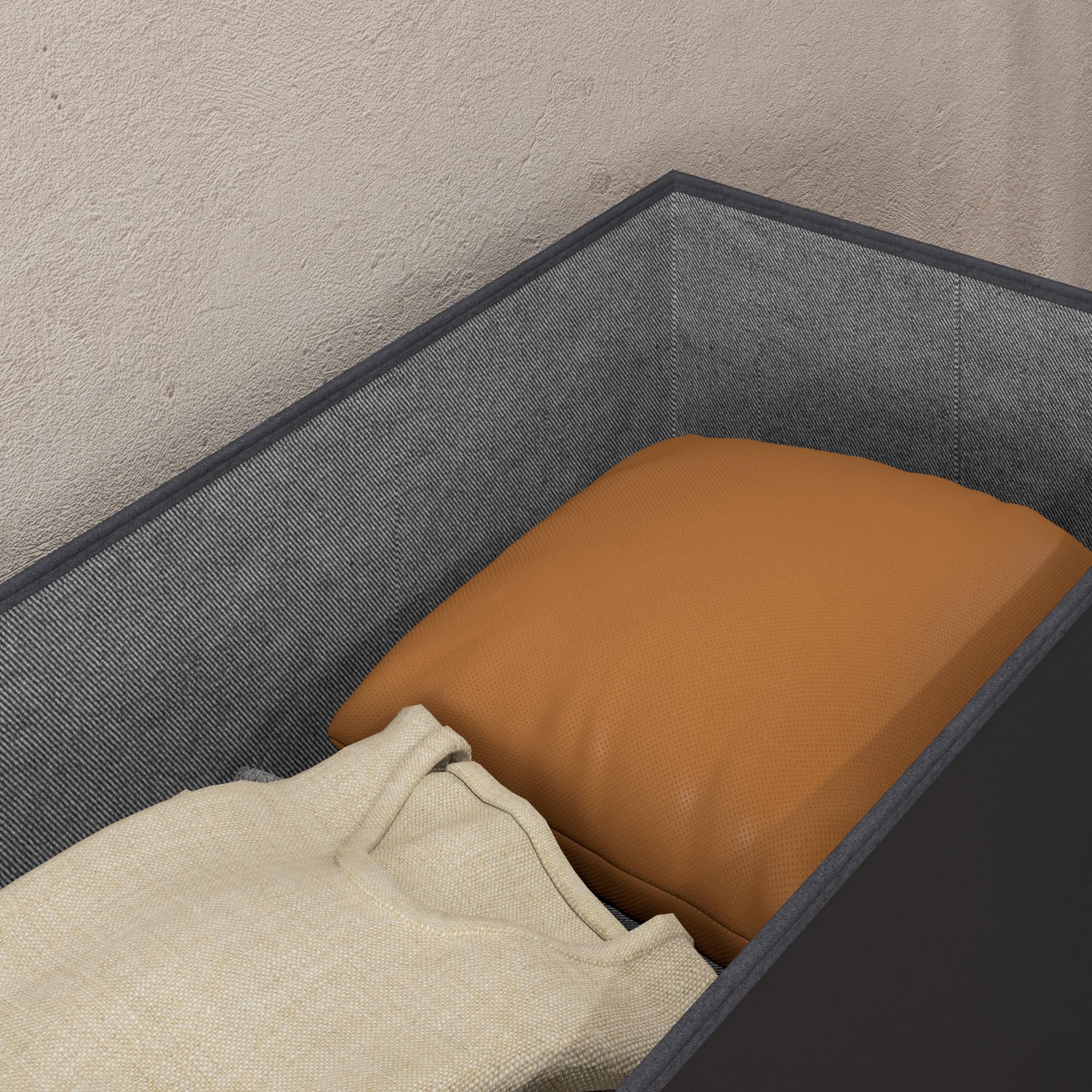 HOMCOM Panca Contenitore Pieghevole da 84L, Panca Fondoletto con Coperchio Imbottito e Rivestimento in Pelle PU, 76x38x38cm, Nero