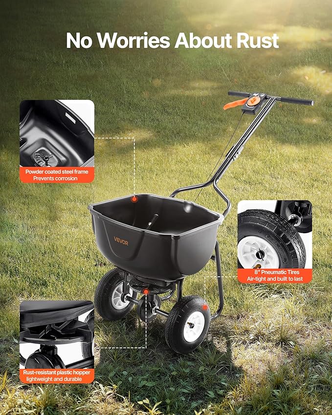 VEVOR Esparcidor de Empuje 60LBS, Neumáticos 8in, para Semillas y Fertilizante miniatura 6