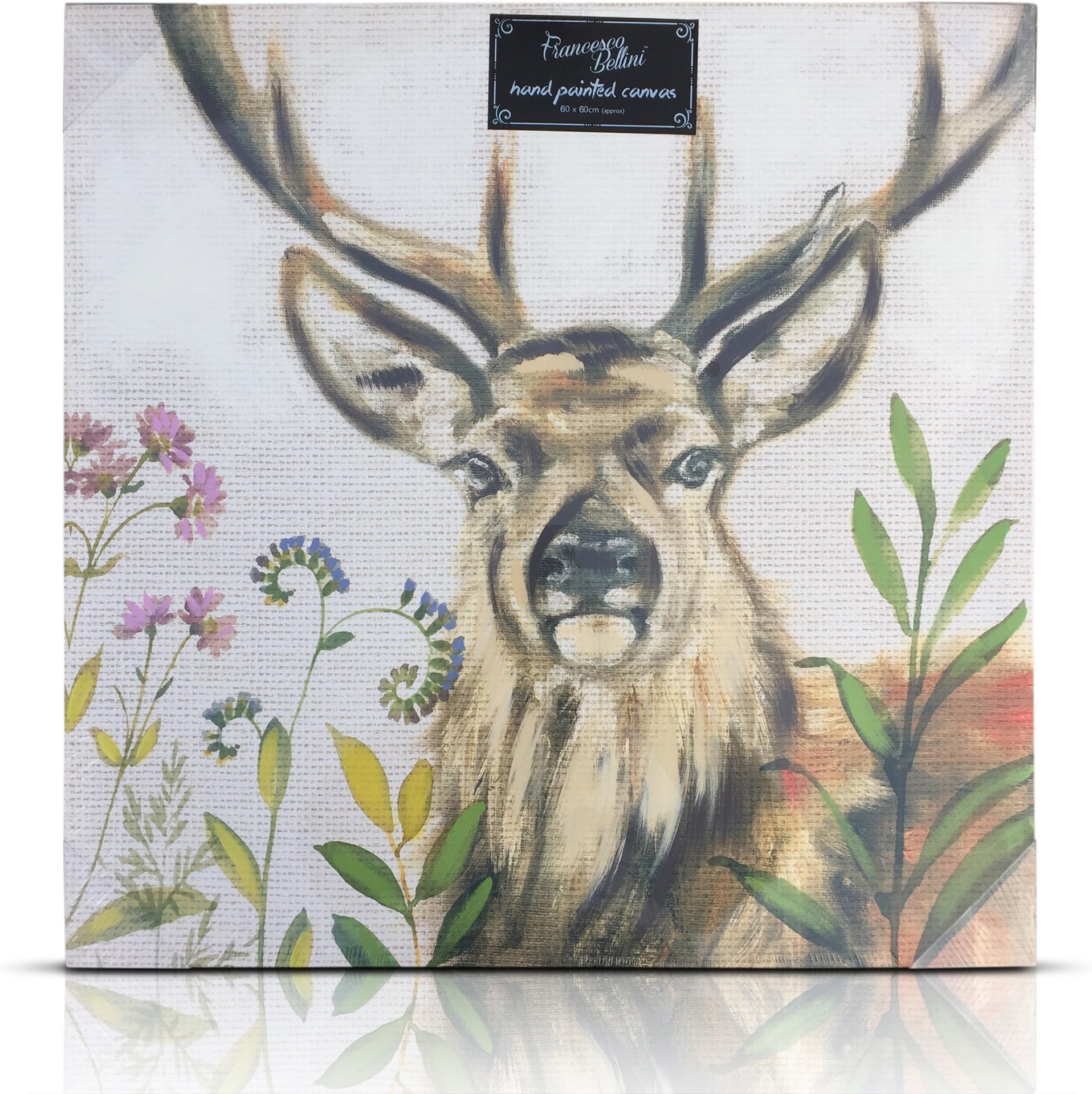 Hand Painted Spring Animals Canvas Painting 60 x 60cm (Deer)