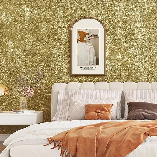 Miniatura 3 de STICKEEP Papel tapiz con purpurina rosa para dormitorio de niñas, papel de contacto con purpurina gruesa, papel de pared con purpurina autoadhesiva