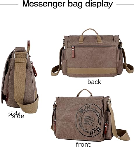 Miniatura 2 de FSD.WG Satchel - Bolsa de mensajero para hombre, lona, bolsa de hombro de viaje de 13.5 pulgadas, bolsa de hombro