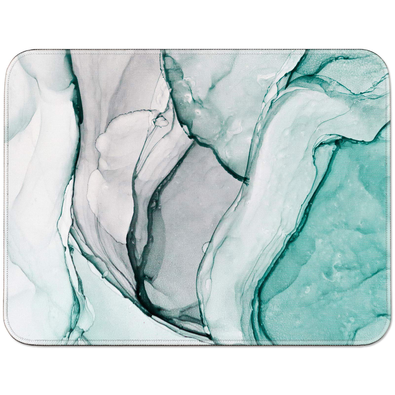 Mouse Pad Marble Design with Non-Slip Rubber Base with Skin-Friendly Stitched Edges, Micro-Textured Mouse Pad for Gaming, Laptops, Office & Home, 9.5 x 7.9 Inch - Agaria/Cyan