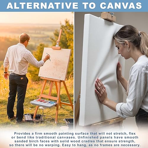 Miniatura 4 de U.S. Art Supply Paneles de madera acunados sin terminar de 16 x 20 pulgadas para pintar, estudio de 34 pulgadas de profundidad (paquete de 2)