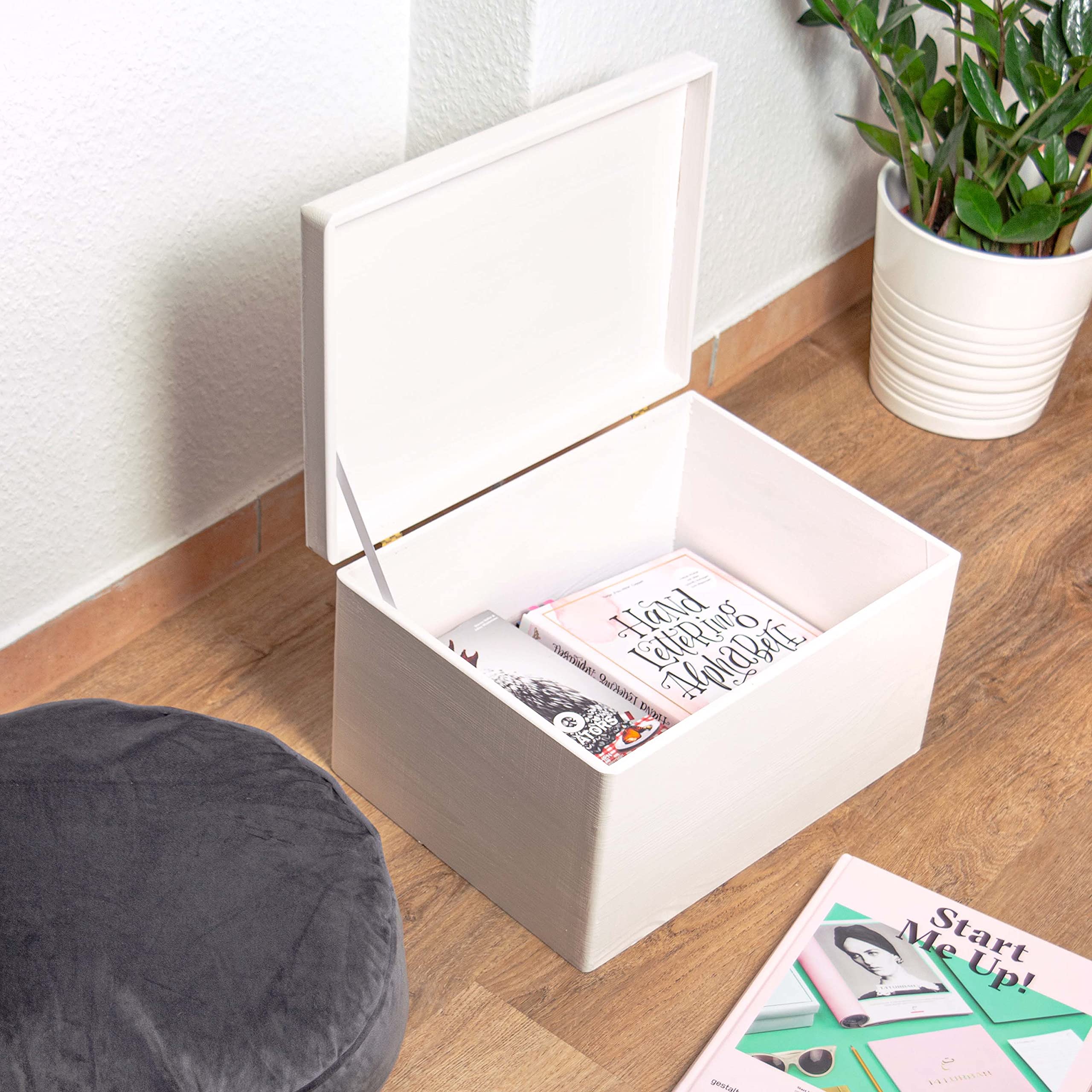 LAUBLUST Holzkiste Personalisiert mit Wunsch-Gravur - Geschenkkiste & Erinnerungsbox | XL - ca. 40x30x24cm, Weiß FSC®
