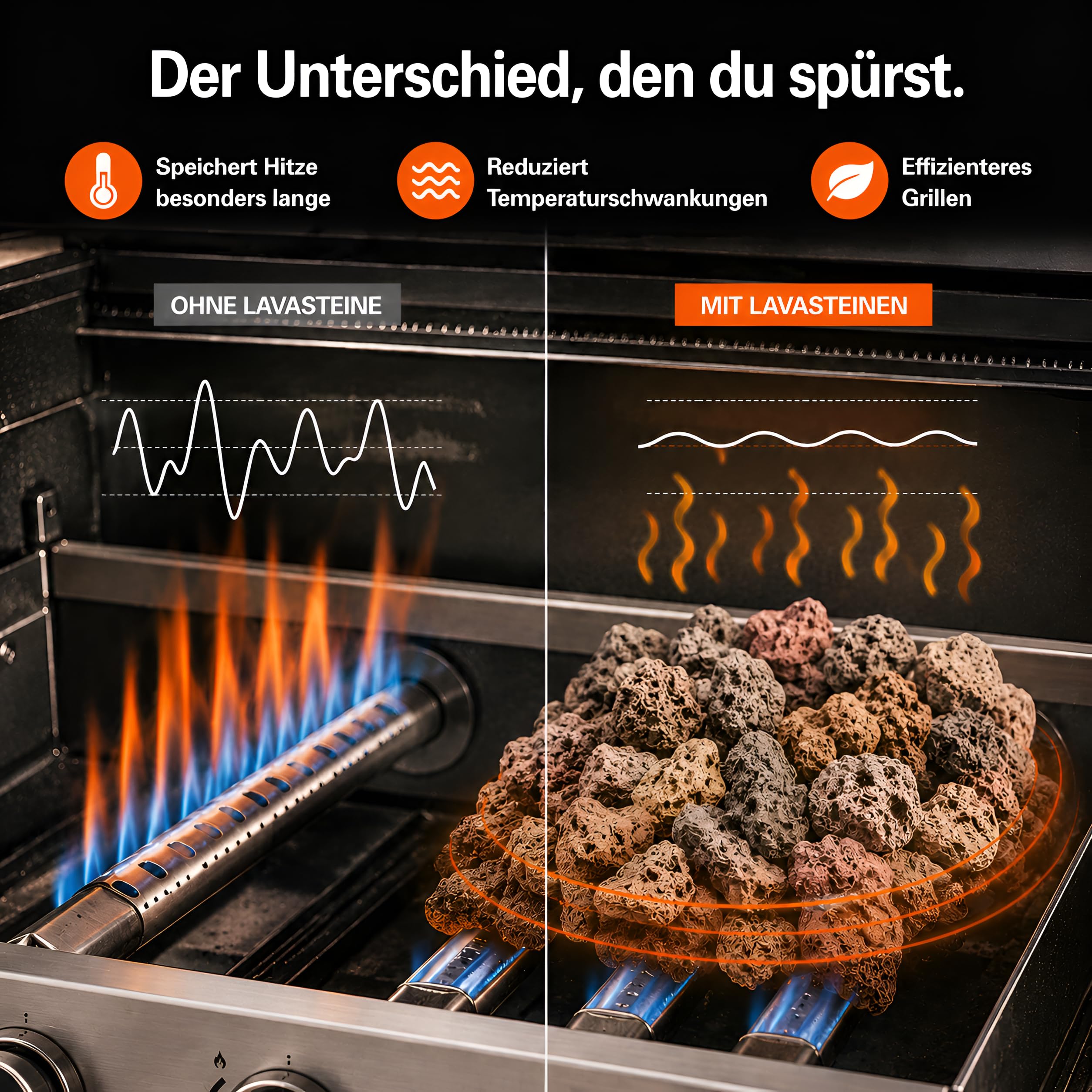 Pietre Laviche 9kg Per Barbecue Refill Pack per Lavastein-Gasgrills per Grill a Gas, Forno E Griglia Elettrica Adatto - Pietra Naturale Come Accessori Grill | Ricarica Lavagrill, Accessori Barbecue per Barbecue a Gas, Forno e Grill Elettrico