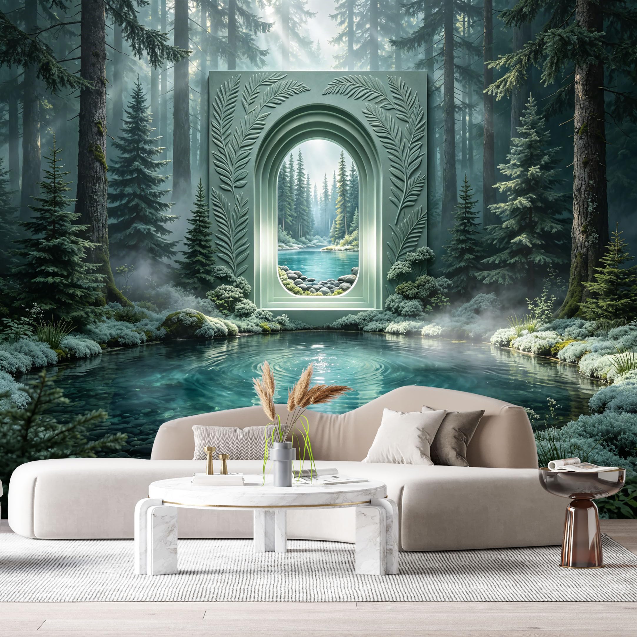 Custom Size Wall Murals Coastal Ocean Landscape Watercolor 3D Trompe L'Oeil SelfAdhesiveWall Fabric Removable Wallpaper Wall Decor for Living Room Bedroom Bathroom