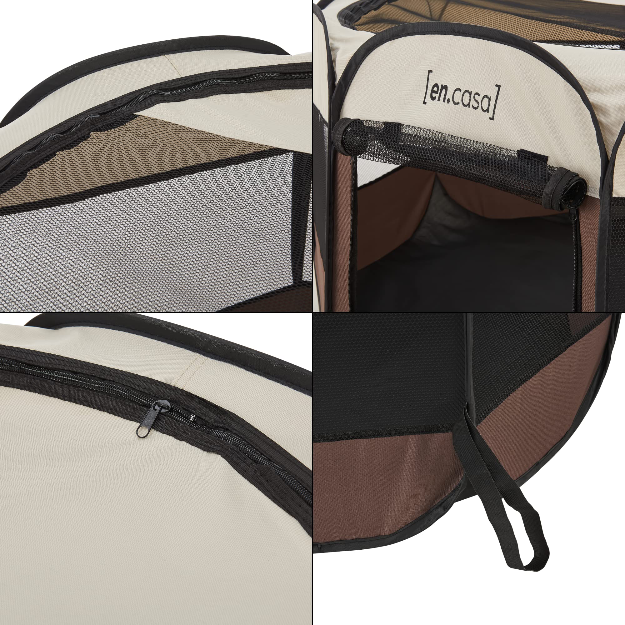 [en.casa] Recinto Morbido per Animali (AxLxP) 58 x 114 x 114 cm Box Pieghevole per Cuccioli, Tessuto Impermeabile, incl. Borsa di Trasporto