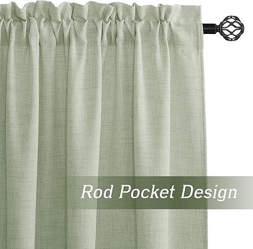 Miniatura 9 de RYB HOME Cortinas de lino semitraslúcidas de privacidad de 72 pulgadas de largo, mezcla de lino con bolsillo para barra, elegantes paneles