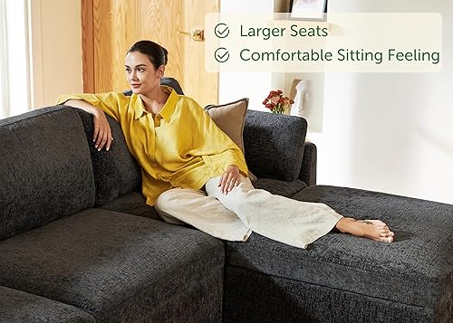 Miniatura 4 de HONBAY Sofá modular modular con asientos de almacenamiento, sofá modular en forma de L con almacenamiento, sofás seccionales de felpilla para sala