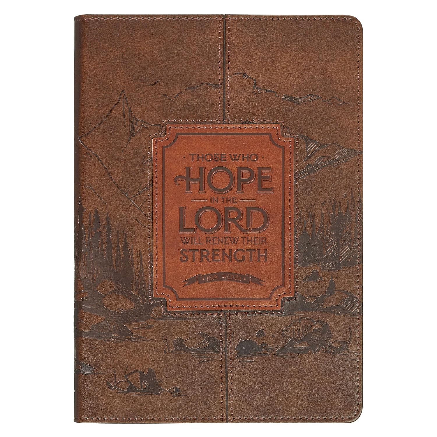 Christian Art Gifts Classic Journal Those Who Hope in the Lord Is. 40:31 Bible Verse, Inspirational Scripture Notebook, Ribbon Marker, Brown Vegan ... 336 Ruled Pages, (8.6” x 6.1” x .9”)
