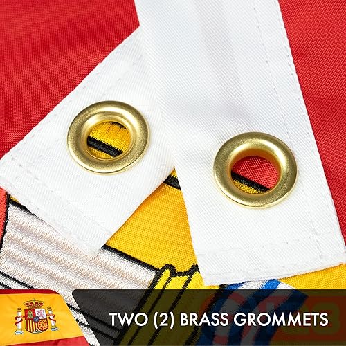 Miniatura 3 de G128 Bandera de España  3 x 5 pies  Serie ToughWeave doble cara bordado de poliéster 210D  Bandera de país, diseño bordado, interior y exterior,