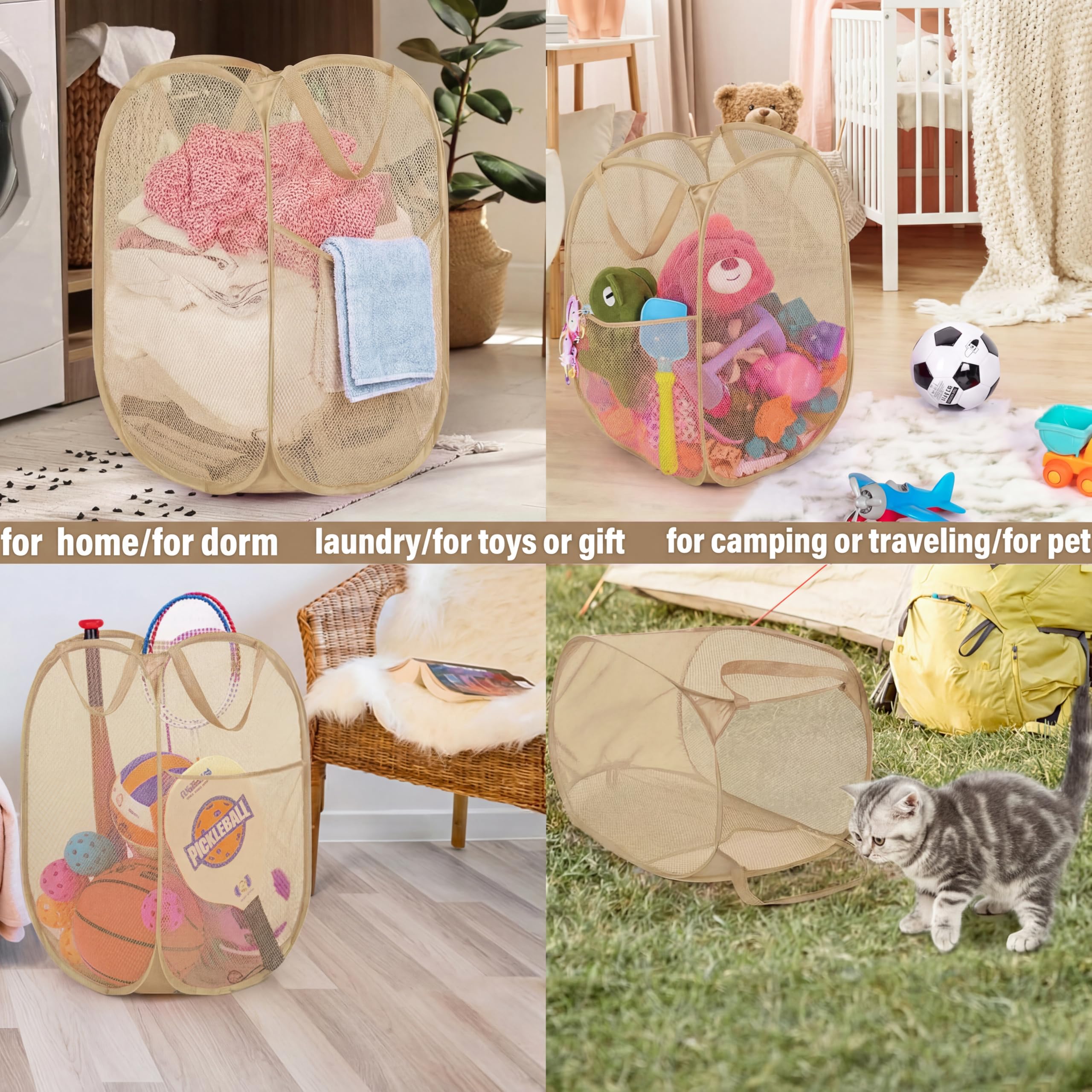 BATTOO Laundry Hamper - Pop Up Mesh Basket -8