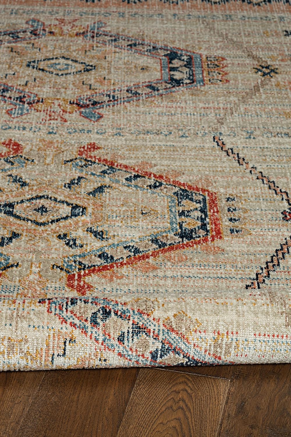 Linon Plateau Noni Ivory & Terracotta Low Pile Machine Made 2' X 3' Accent Rug