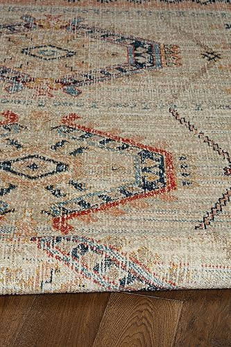Miniatura 5 de Linon Plateau Noni Ivory & Terracotta Low Pile Machine Made 3' X 5' Accent Rug