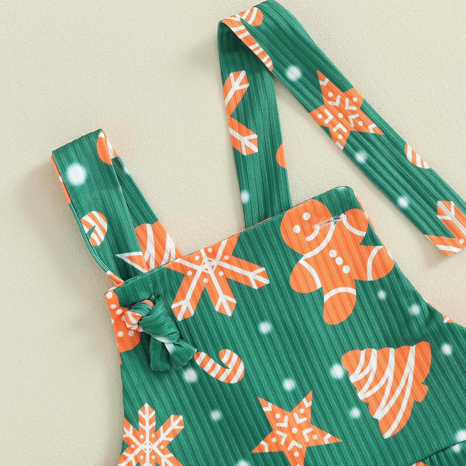 Toddler Baby Girl Christmas Clothes Gingerbread Man Print Sleeveless Flare Pants Suspender Overall Fall Winter Outfits