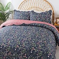 Vista 28 de HoneiLife - Juego de edredón de 3 piezas, colcha de microfibra, reversible, con estampado floral, para todas las estaciones, estilo acuarela