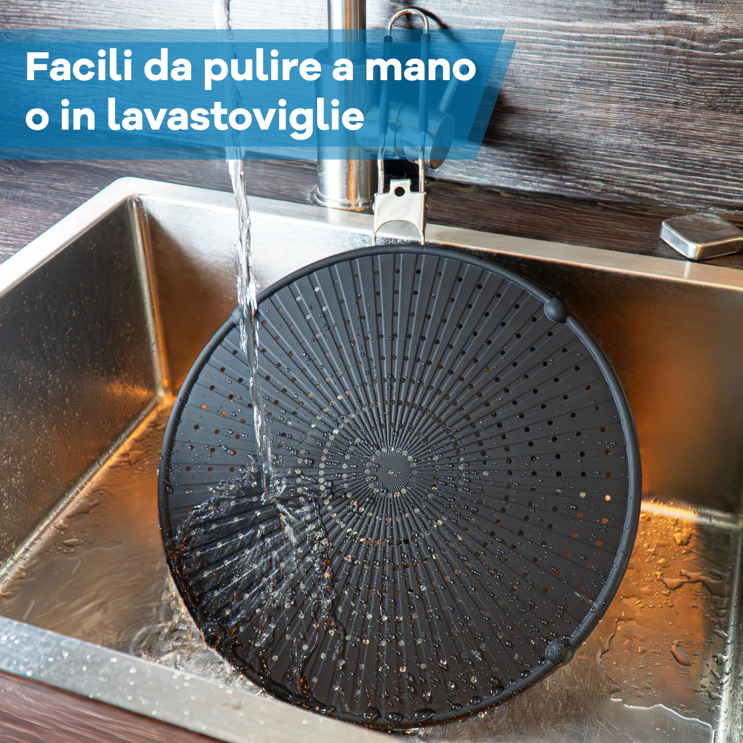 Netrox - Paraschizzi Cucina in Silicone per Padella - Resistente al Calore, Lavabile, Sicuro per Alimenti - Coperchio Universale per Frittura Fino a 30 cm - Paraspruzzi Pieghevole Universali Pentola