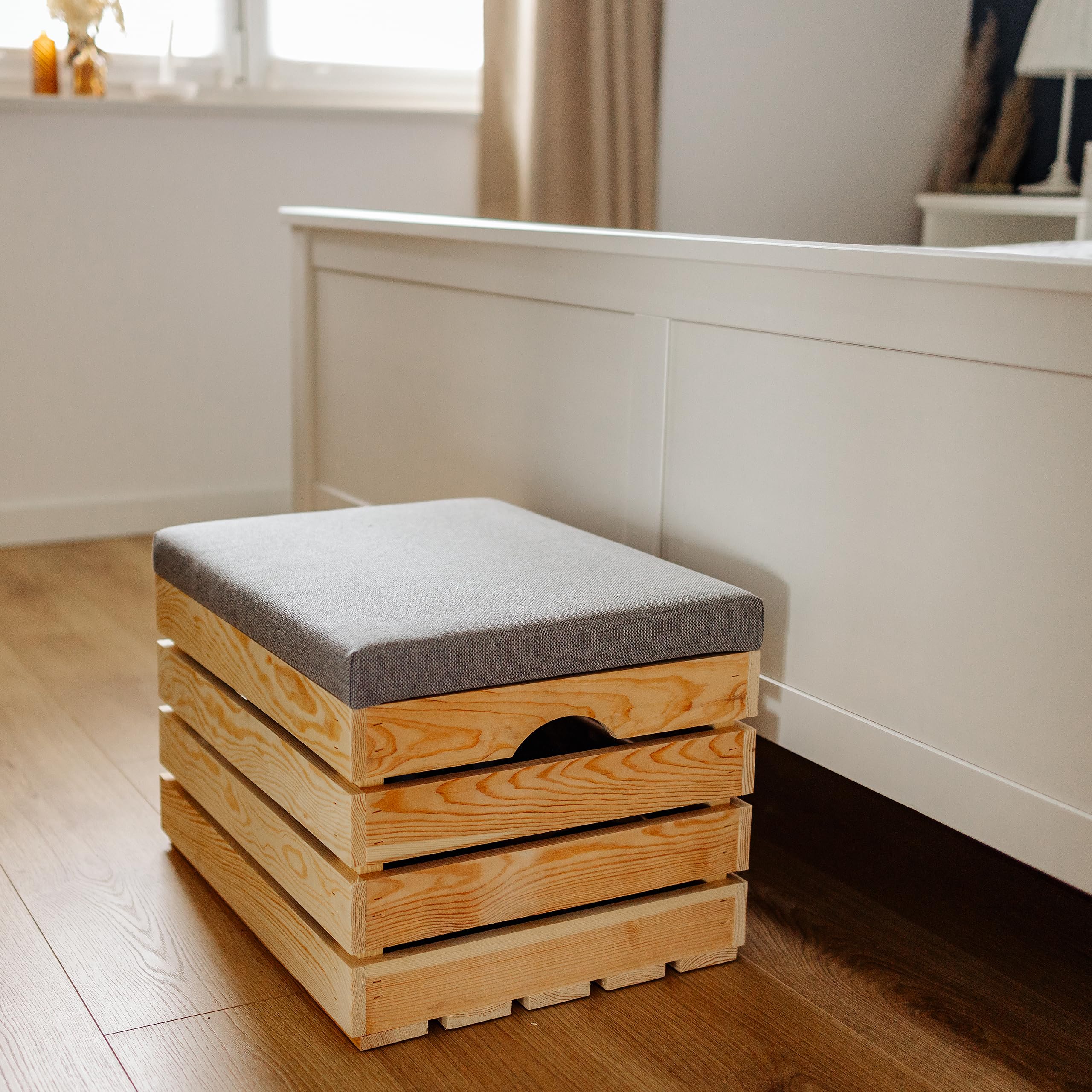 Creative Deco Coffre de Rangement en Bois Brut | 50 x 40 x 35 cm