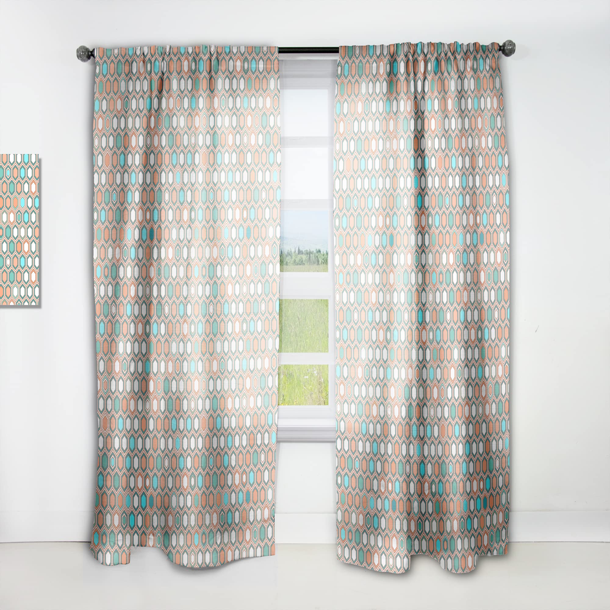 Rideaux rétro hexagonaux pour créer une ambiance vintage dans votre chambre