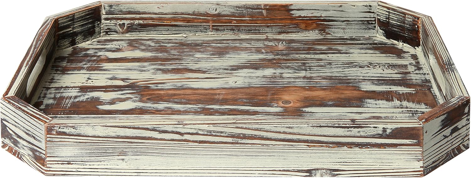 Up To 40% OFF MyGift Torched Wood Serving Tray with Handles - Rustic Farmhouse Decor Breakfast, Ottoman, Coffee Table Decorative Tray with Angled Edges Get Discount Offer MyGift Torched Wood Serving Tray with Handles - Rustic Farmhouse Decor Breakfast, Ottoman, Coffee Table Decorative Tray with Angled Edges