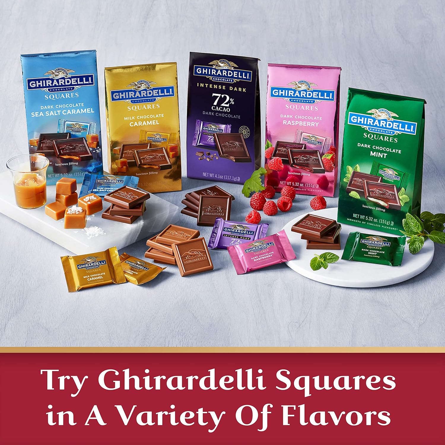 GHIRARDELLI Dark Chocolate Squares Assortment, Mother's Day Chocolate, 14.86 Oz. Bag : Grocery & Gourmet Food