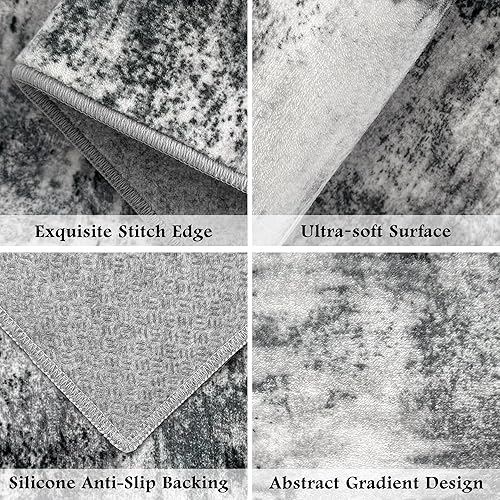 Miniatura 4 de Tritard Juego de 3 alfombras de cocina 100% antideslizantes, lavables para piso, alfombra abstracta de cocina, juego de tapetes suaves y gruesos,