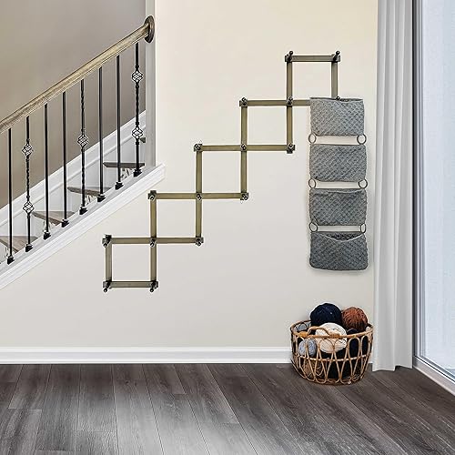 Miniatura 2 de WEBI Perchero de pared de acordeón para pared, perchero de madera expandible montado en la pared, gancho de acordeón para sombreros, gorras, 16