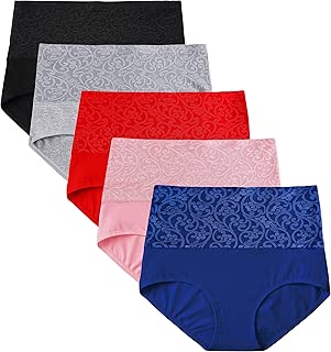 Hcaixing Womens High Waist Cotton Briefs Underwear Tummy Control C-Section Recovery Soft Stretch Panties