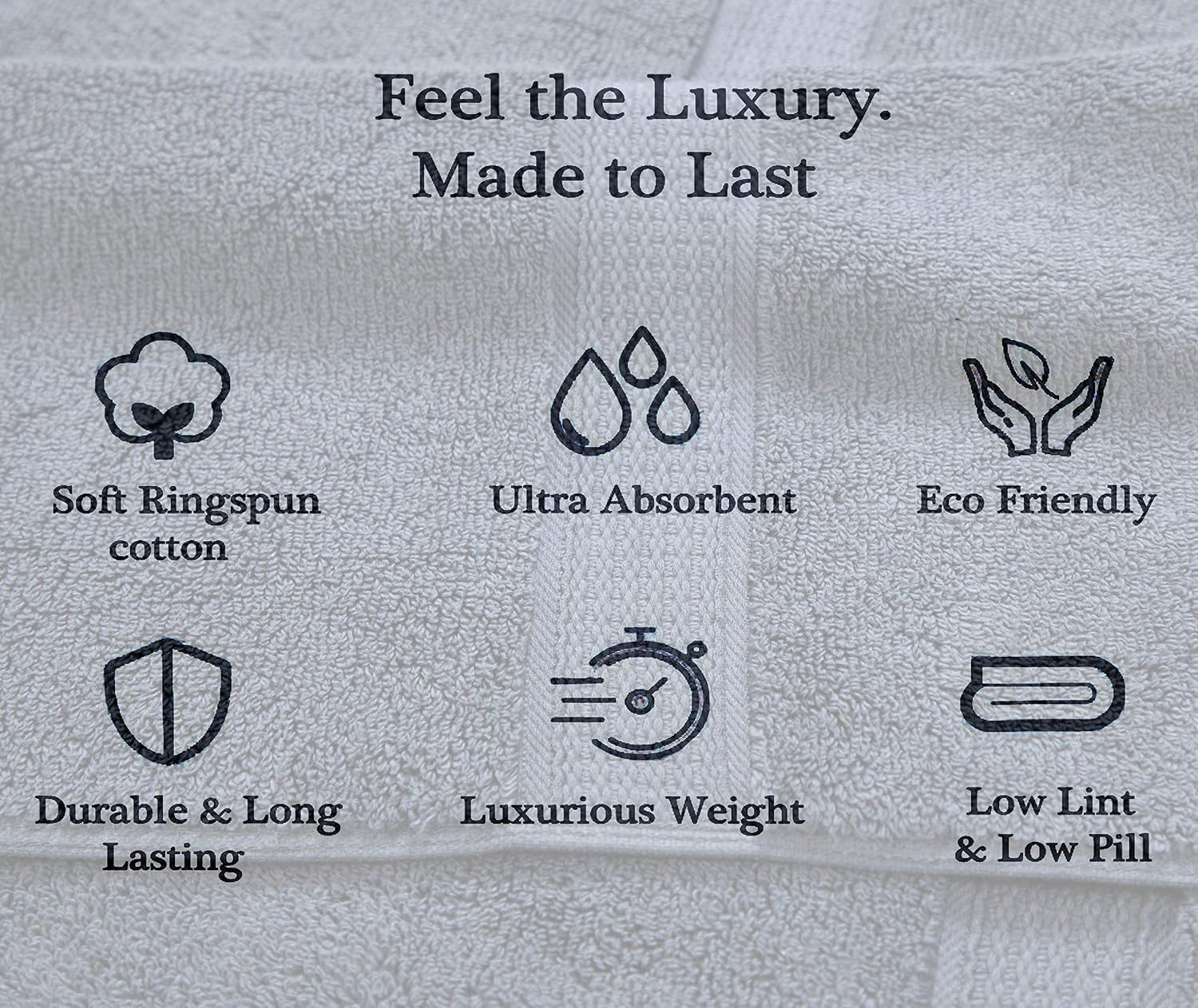 Zero Twist Cotton Premium 6 piece Towel Set- 2 Extra Large Bath Towels 2 Hand Towel 2 Washcloths Highly Absorbent Soft by Avira Home (Navy)