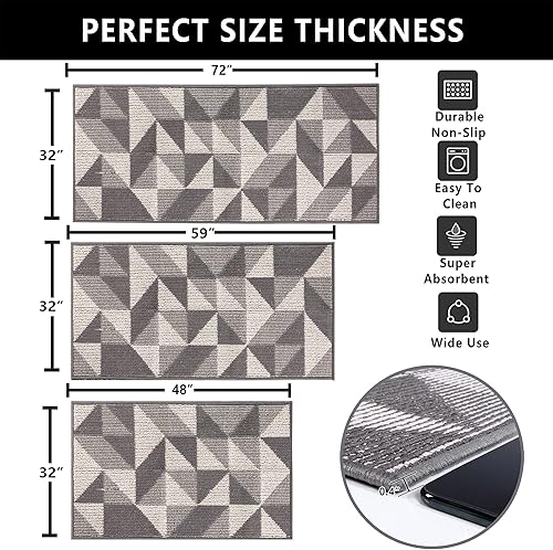 Miniatura 33 de REFETONE Alfombra de pasillo, 2 x 8 pies de largo, tapetes para interiores para pasillos, alfombra de entrada de goma antideslizante, alfombra