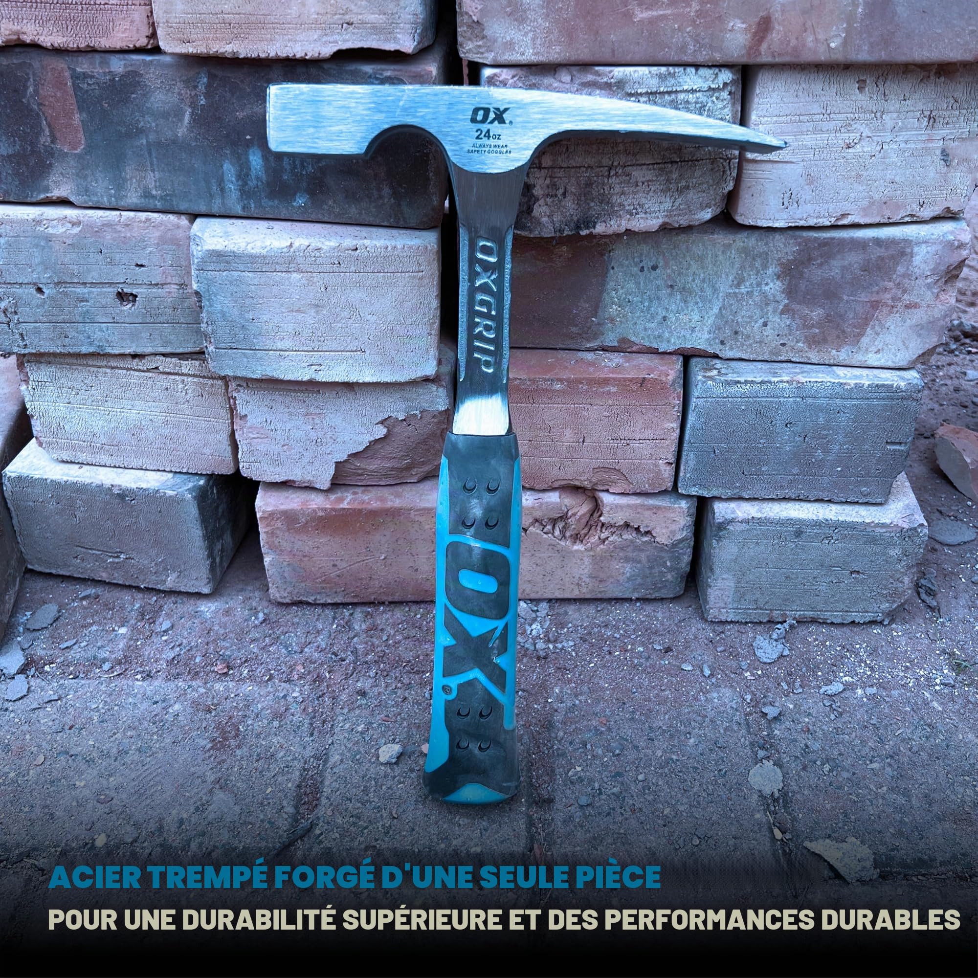 OX Tools P082424 Marteau Pro Brique-24 oz, Bleu, 24 oz