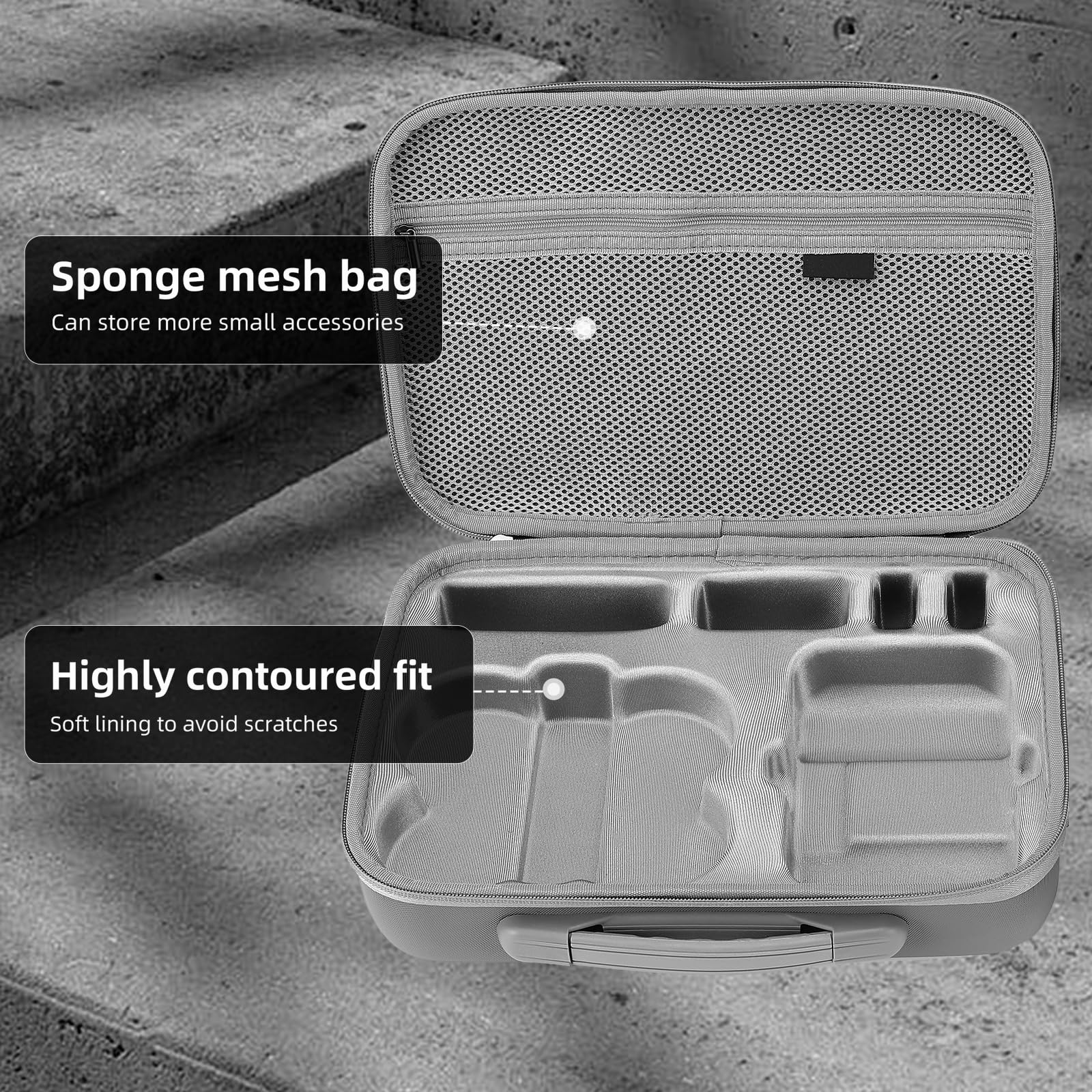 DJI Fly More Combo per Neo Case Custodia protettiva per DJI Neo RC-N3 e 6 batterie drone accessori portatile in PU con tracolla, grigio