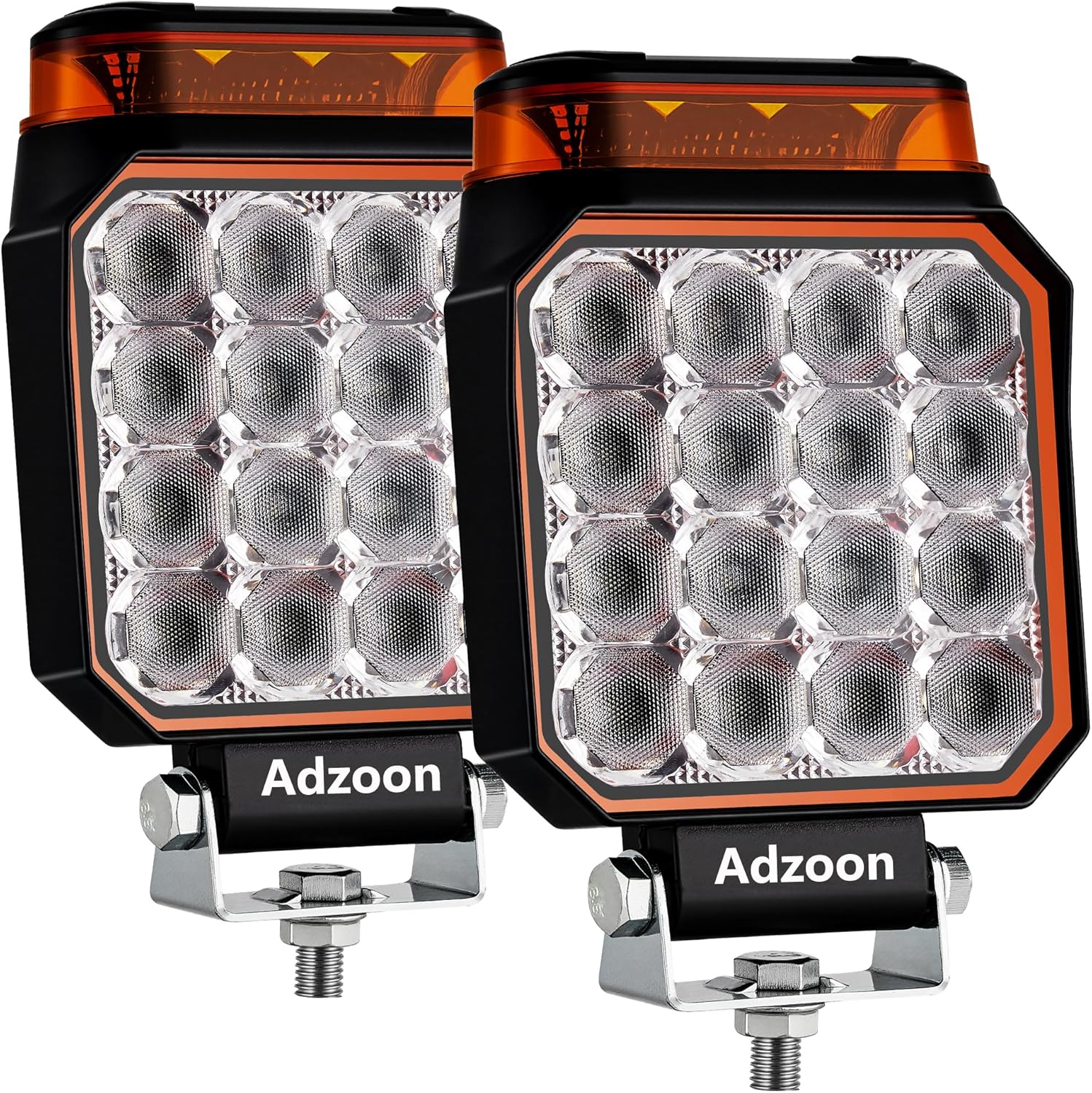 4 inch Strobe Lights for Trucks, Amber Warning Flashing Emergency LED Work Light for Snow Plow Construction Vehicles Cars Forklift ATV