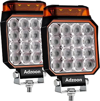 4 inch Strobe Lights for Trucks, Amber Warning Flashing Emergency LED Work Light for Snow Plow Construction Vehicles Cars Forklift ATV