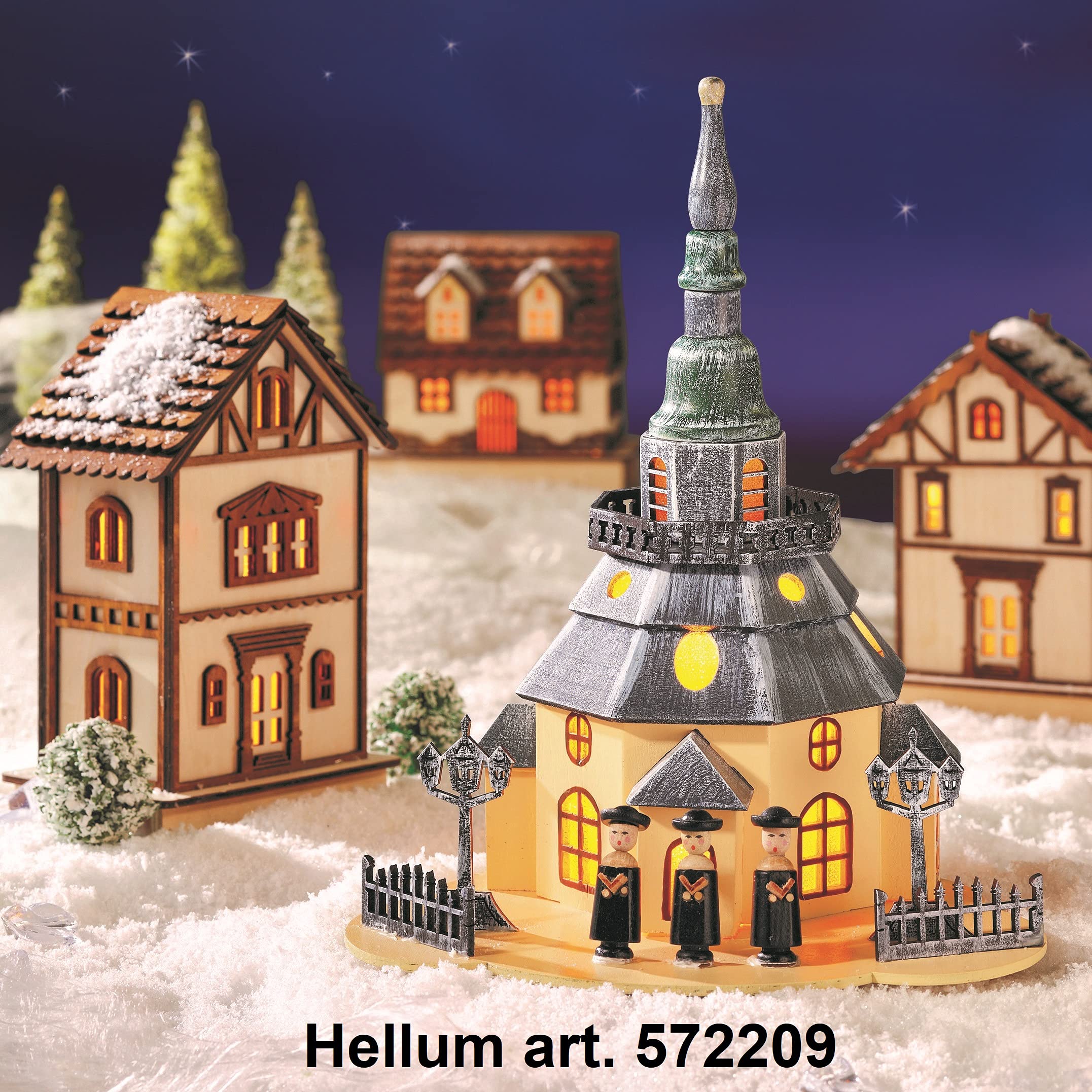 hellum Schwibbogen Weihnachten, 43x27cm, Lichterbogen Weihnachten mit Strom und Schalter, Schwibbogen mit 7 Filament Kerzen (+2 Ersatz), Fensterbeleuchtung für Innen, 873306