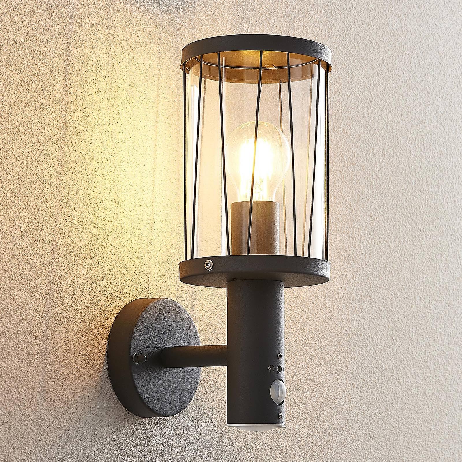Lindby Applique extérieure Yonan (Moderne) en Noir Inox (1 lampe,à E27), pour mur extérieur/façade de maison terrasse und balcon