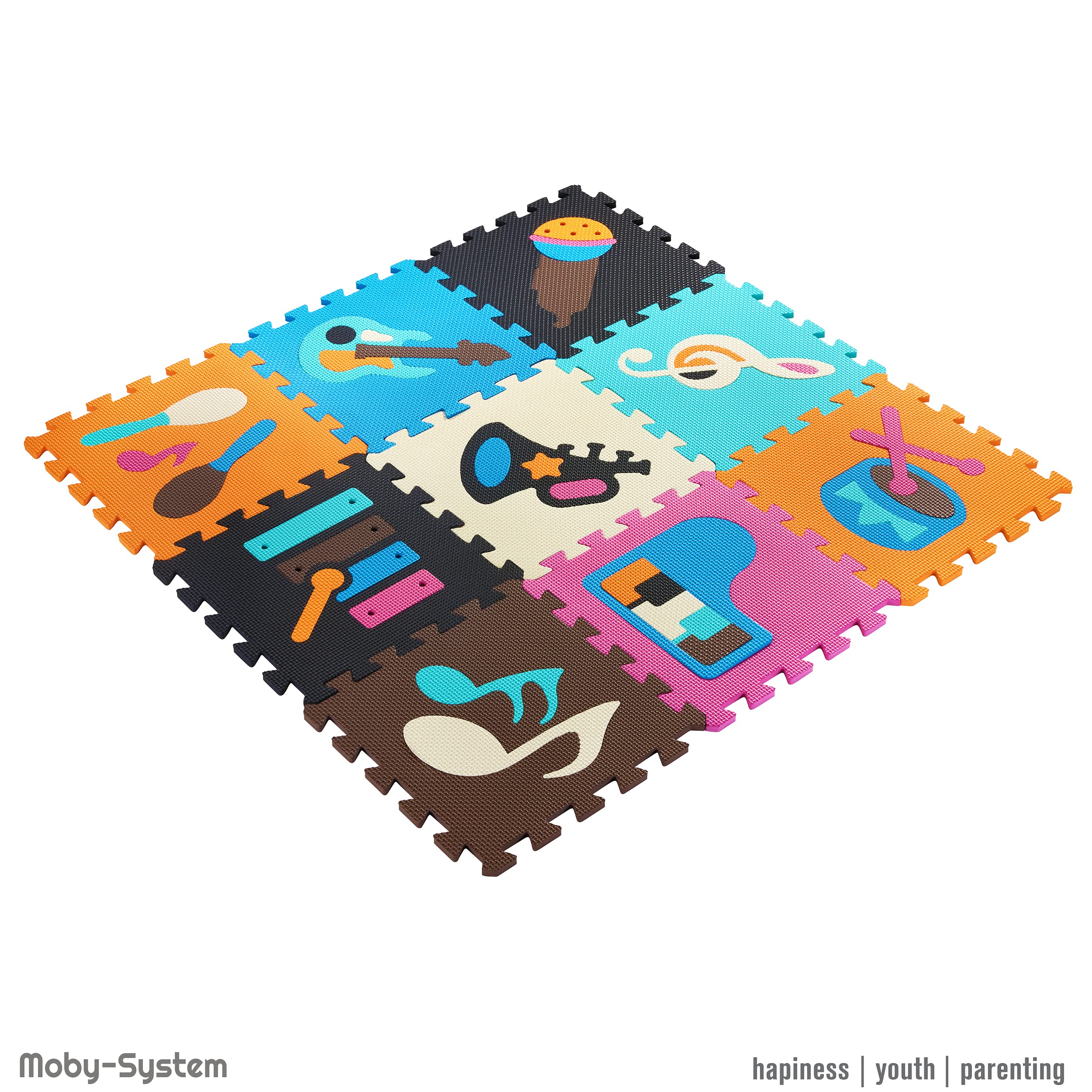 Moby-System Alfombra con rompecabezas para bebés, 90 cm x 90 cm x 1 cm, alfombra de juego, inodora, grande, para niños y niñas, sin sustancias nocivas